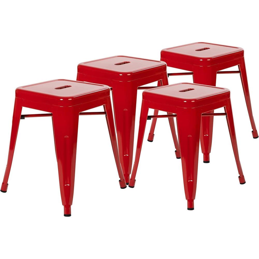 image:imageFlash Furniture Metal Dining Table Height Stool Backless Purple Kai Commercial Grade Stool 18 Inch Stackable Dining Chair Set of 4Red
