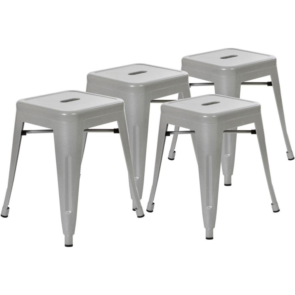image:imageFlash Furniture Metal Dining Table Height Stool  Backless Purple Kai Commercial Grade Stool  18 Inch Stackable Dining Chair  Set of 4Silver