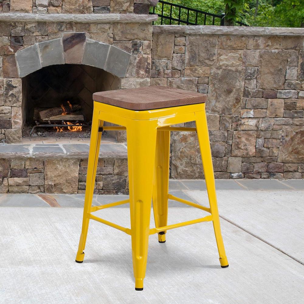 image:imageFlash Furniture MetalWood Colorful Restaurant Counter Stools Red Pack of 1Yellow
