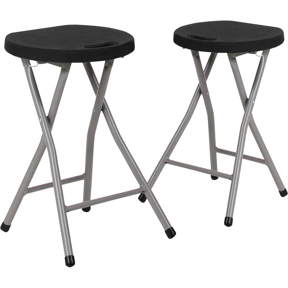 image:imageFlash Furniture Micah Foldable Stool with Black Plastic Seat and Titanium Gray Frame Pack of 2set of 2