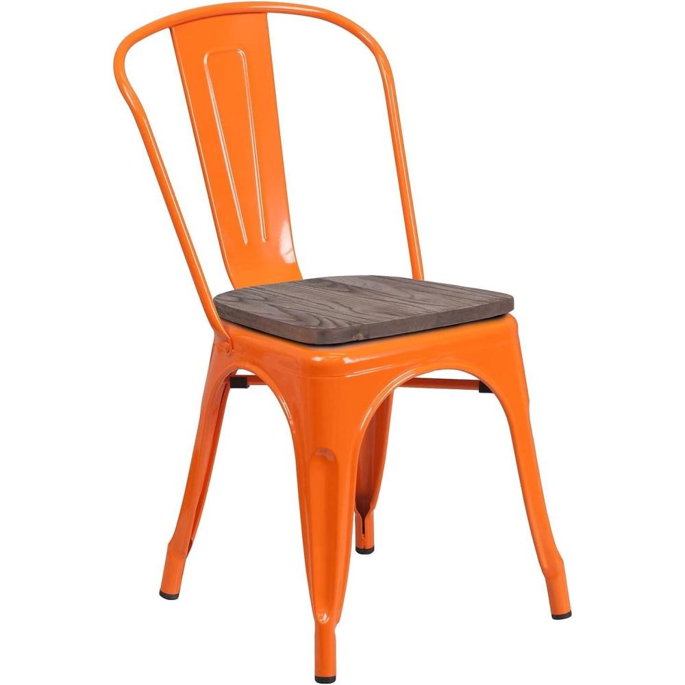 image:imageFlash Furniture Perry Metal Stackable Chair with Wood Seat 1 Pack BlueOrange