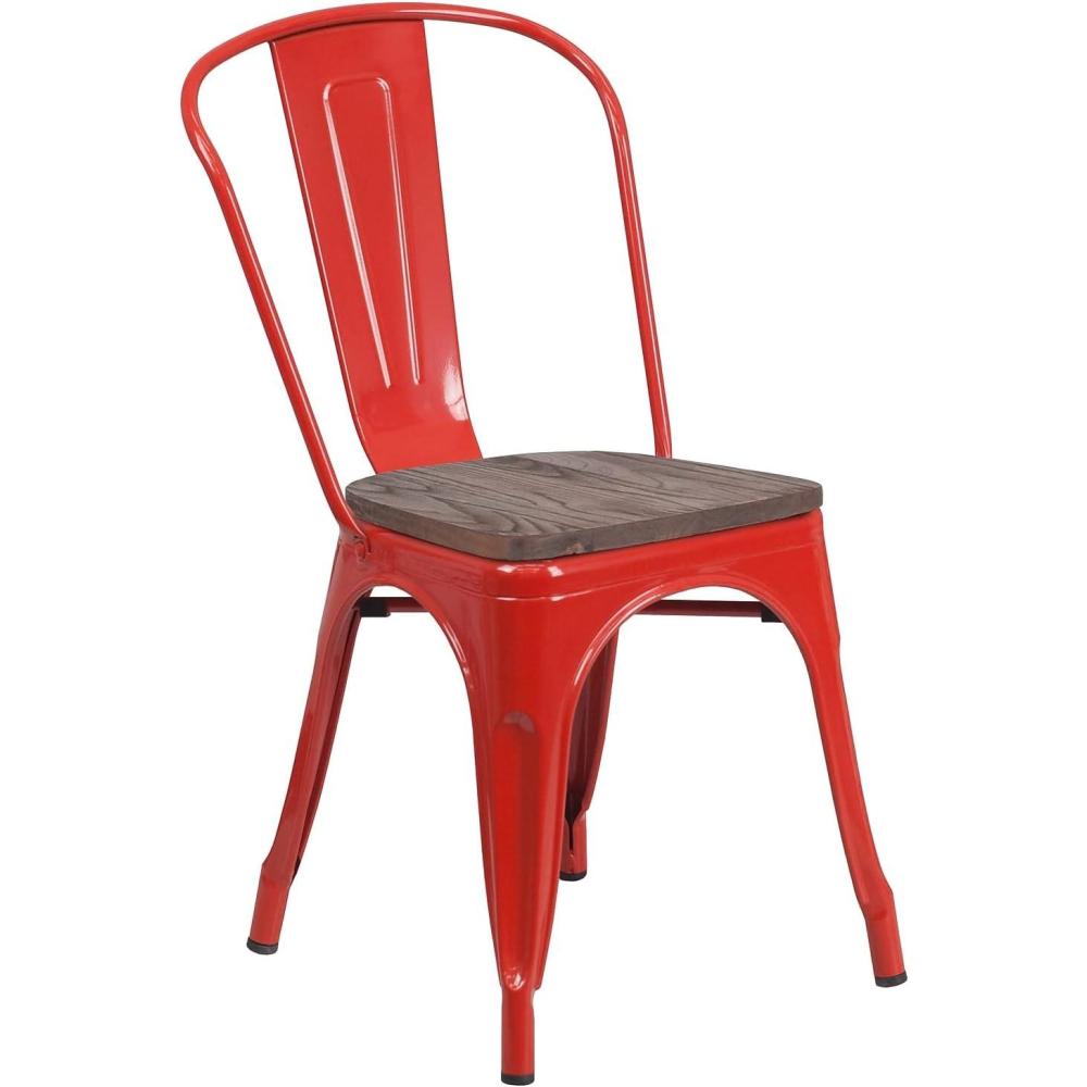 image:imageFlash Furniture Perry Metal Stackable Chair with Wood Seat 1 Pack BlueRed