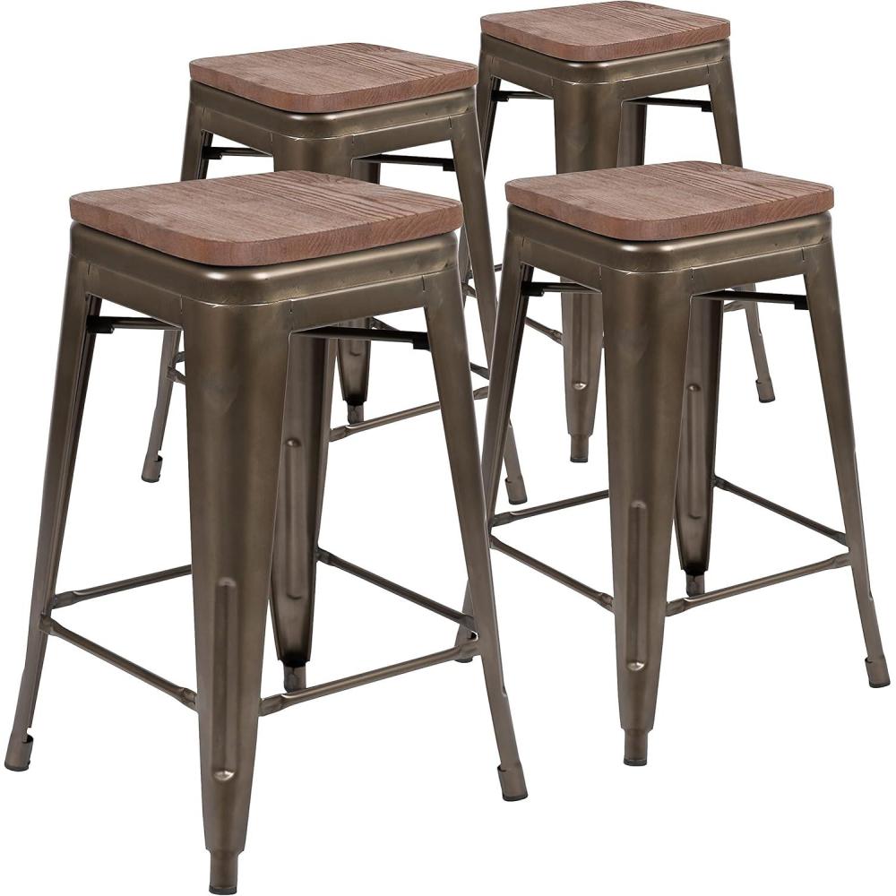 image:imageFlash Furniture Sinclair 24 High Backless Mint Green Counter Height Stool with Square Wood SeatGun Metal
