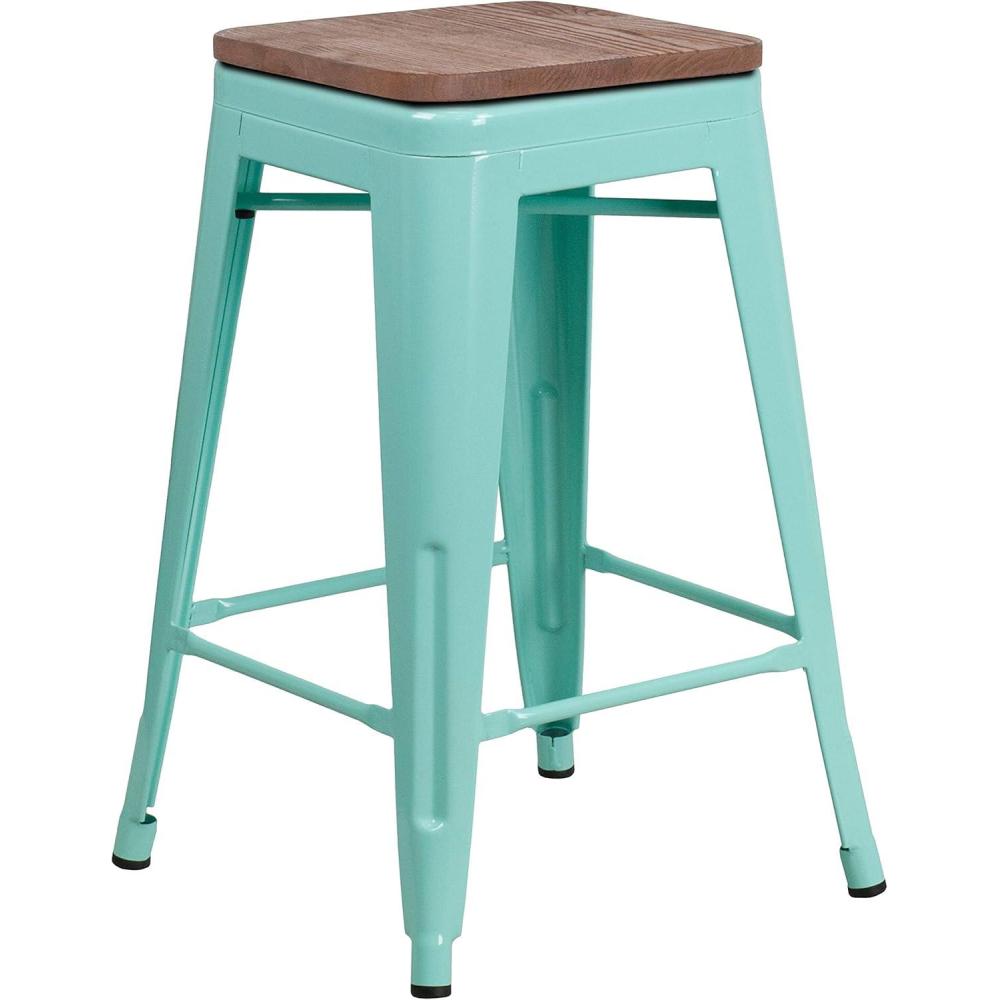 image:imageFlash Furniture Sinclair 24 High Backless Mint Green Counter Height Stool with Square Wood SeatMint Green