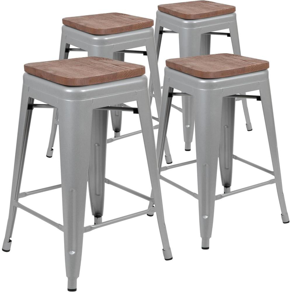 image:imageFlash Furniture Sinclair 24 High Backless Mint Green Counter Height Stool with Square Wood SeatSilver