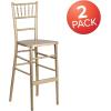 Flash Furniture 2 Pack HERCULES Series Gold Wood Chiavari Barstool(Set of 2)