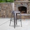 Flash Furniture 30” High Clear Coated Indoor Barstool with Back(Pack of 1)