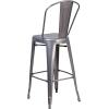 Flash Furniture 30” High Clear Coated Indoor Barstool with Back(Pack of 1)