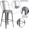 Flash Furniture 30” High Clear Coated Indoor Barstool with Back(Pack of 1)
