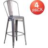 Flash Furniture 30” High Clear Coated Indoor Barstool with Back(Set of 4)