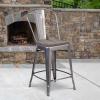 Flash Furniture 30″ High Crystal Teal-Blue Metal Barstool with Back and Wood Seat(1)
