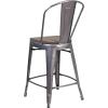 Flash Furniture 30″ High Crystal Teal-Blue Metal Barstool with Back and Wood Seat(1)