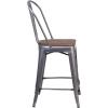 Flash Furniture 30″ High Crystal Teal-Blue Metal Barstool with Back and Wood Seat(1)