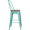 Flash Furniture 30″ High Mint Green Metal Barstool with Back and Wood Seat(1)
