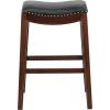 Flash Furniture Alphus 30” High Backless Cappuccino Wood Barstool with Black LeatherSoft Saddle Seat
