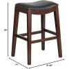 Flash Furniture Alphus 30” High Backless Cappuccino Wood Barstool with Black LeatherSoft Saddle Seat
