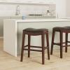 Flash Furniture Alphus 30” High Backless Cappuccino Wood Barstool with Black LeatherSoft Saddle Seat
