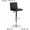 Flash Furniture Avery Contemporary White Vinyl Adjustable Height Barstool with Panel Back and Chrome Base (Pack of 2)(Black)