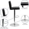 Flash Furniture Avery Contemporary White Vinyl Adjustable Height Barstool with Panel Back and Chrome Base (Pack of 2)(Black)