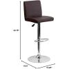 Flash Furniture Avery Contemporary White Vinyl Adjustable Height Barstool with Panel Back and Chrome Base (Pack of 2)(Brown)
