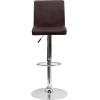 Flash Furniture Avery Contemporary White Vinyl Adjustable Height Barstool with Panel Back and Chrome Base (Pack of 2)(Brown)