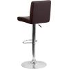 Flash Furniture Avery Contemporary White Vinyl Adjustable Height Barstool with Panel Back and Chrome Base (Pack of 2)(Brown)