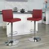 Flash Furniture Avery Contemporary White Vinyl Adjustable Height Barstool with Panel Back and Chrome Base (Pack of 2)(Burgundy)