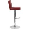Flash Furniture Avery Contemporary White Vinyl Adjustable Height Barstool with Panel Back and Chrome Base (Pack of 2)(Burgundy)