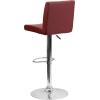 Flash Furniture Avery Contemporary White Vinyl Adjustable Height Barstool with Panel Back and Chrome Base (Pack of 2)(Burgundy)