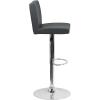 Flash Furniture Avery Contemporary White Vinyl Adjustable Height Barstool with Panel Back and Chrome Base (Pack of 2)(Grey)