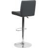 Flash Furniture Avery Contemporary White Vinyl Adjustable Height Barstool with Panel Back and Chrome Base (Pack of 2)(Grey)