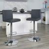 Flash Furniture Avery Contemporary White Vinyl Adjustable Height Barstool with Panel Back and Chrome Base (Pack of 2)(Grey)
