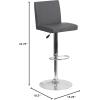 Flash Furniture Avery Contemporary White Vinyl Adjustable Height Barstool with Panel Back and Chrome Base (Pack of 2)(Grey)