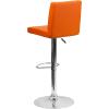 Flash Furniture Avery Contemporary White Vinyl Adjustable Height Barstool with Panel Back and Chrome Base (Pack of 2)(Orange)