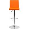 Flash Furniture Avery Contemporary White Vinyl Adjustable Height Barstool with Panel Back and Chrome Base (Pack of 2)(Orange)