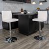 Flash Furniture Avery Contemporary White Vinyl Adjustable Height Barstool with Panel Back and Chrome Base (Pack of 2)(White)