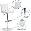 Flash Furniture Avery Contemporary White Vinyl Adjustable Height Barstool with Panel Back and Chrome Base (Pack of 2)(White)
