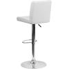 Flash Furniture Avery Contemporary White Vinyl Adjustable Height Barstool with Panel Back and Chrome Base (Pack of 2)(White)