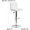 Flash Furniture Avery Contemporary White Vinyl Adjustable Height Barstool with Panel Back and Chrome Base (Pack of 2)(White)
