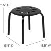 Flash Furniture Bentley Plastic Nesting Stack Stools, 11.5″Height, Black (5 Pack)