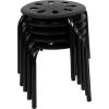 Flash Furniture Bentley Plastic Nesting Stack Stools, 11.5″Height, Black (5 Pack)