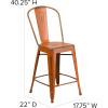Flash Furniture Blake Commercial Grade 4 Pack 24″ High Distressed Orange Metal Indoor-Outdoor Counter Height Stool with Back