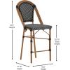 Flash Furniture Bordeaux Commercial Grade Bistro Counter Height Stool, Stackable Indoor/Outdoor Dining Stool, 26″ High, Set of 2, Navy/White and Natural Finish(Black & White/Natural Frame)