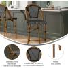 Flash Furniture Bordeaux Commercial Grade Bistro Counter Height Stool, Stackable Indoor/Outdoor Dining Stool, 26″ High, Set of 2, Navy/White and Natural Finish(Black & White/Natural Frame)