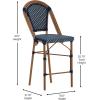 Flash Furniture Bordeaux Commercial Grade Bistro Counter Height Stool, Stackable Indoor/Outdoor Dining Stool, 26″ High, Set of 2, Navy/White and Natural Finish(Navy & White/Natural Frame)