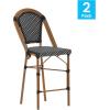 Flash Furniture Bordeaux Commercial Grade Bistro Counter Height Stool, Stackable Indoor/Outdoor Dining Stool, 26″ High, Set of 2, Navy/White and Natural Finish(Black & White/Natural Frame)