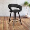 Flash Furniture Brynn Series 24” High Contemporary Cappuccino Wood Counter Height Stool in Black Vinyl(Black)