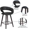 Flash Furniture Brynn Series 24” High Contemporary Cappuccino Wood Counter Height Stool in Black Vinyl(Black)