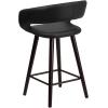 Flash Furniture Brynn Series 24” High Contemporary Cappuccino Wood Counter Height Stool in Black Vinyl(Black)