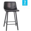 Flash Furniture Caleb Modern Armless 24 Inch Counter Height Stools Commercial Grade with Footrests and Matte Metal Frames, Set of 2